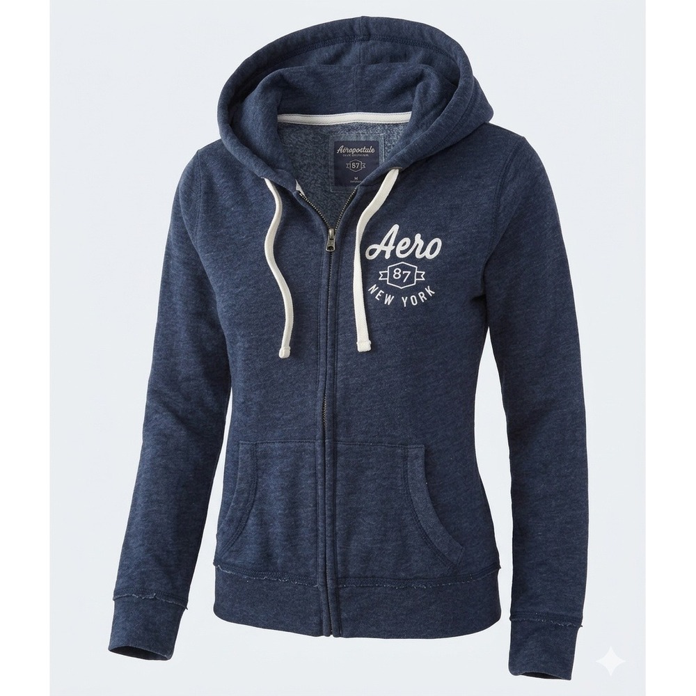 Aeropostale 87 Women's Blue Full Zip, Long Sleeve, Lightweight Hoodie. Size L